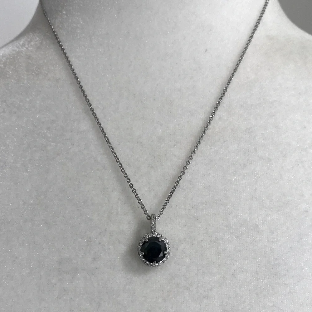 Silver Black Onyx Solitaire Pendant Necklace